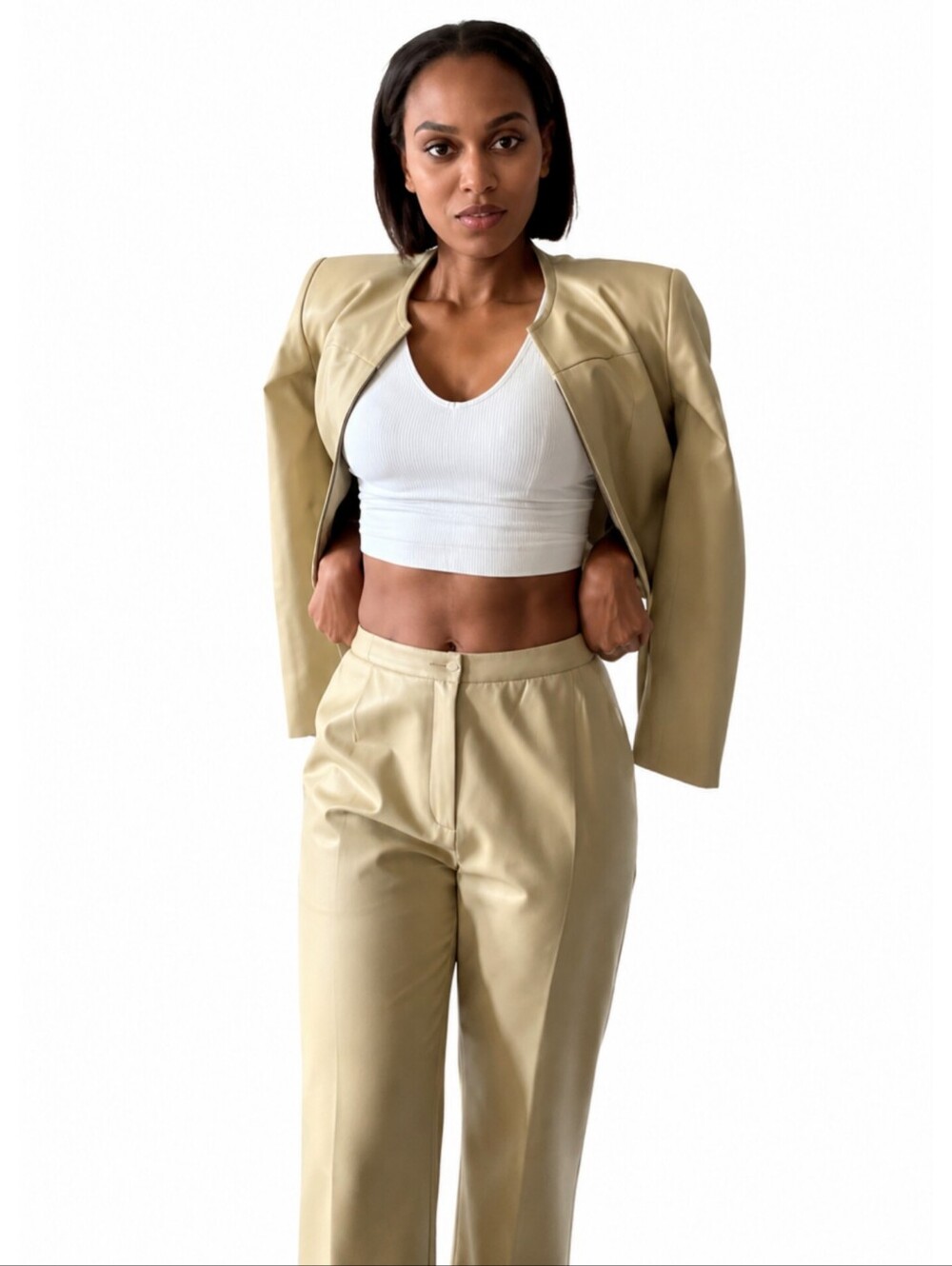 Carlisle Vintage Genuine Leather Two Piece Pants Suit Set